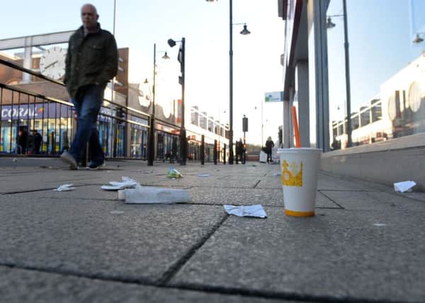 Litter in Waterloo Place in Sunderland city centre.