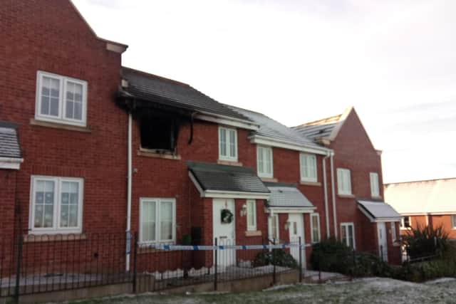 The scene of the fire at a home in Wentbridge, Witherwack, Sunderland.