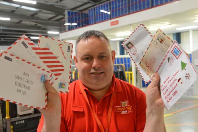 Busiest day at Royal Mail North East ahead of Christmas post and delivery.
Paul Bone who deals with all the childrens Santa letters