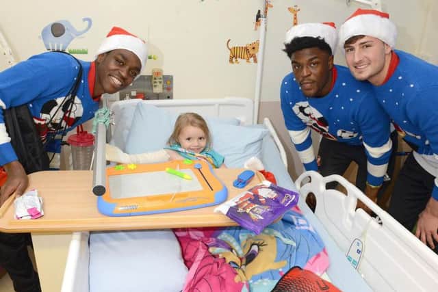 Two-year-old Leah Partland received a visit from the SAFC squad at Sunderland Royal Hospital.