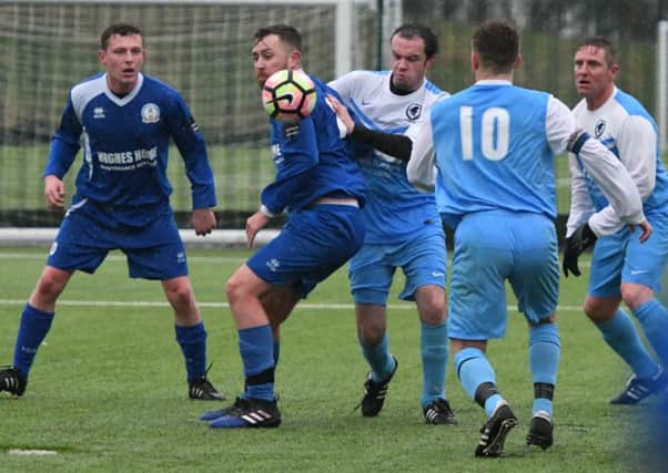 Herrington CW battle against Witherwack (pale blue) in the Sunderland Sunday League at Silksworth last weekend. Picture by Kevin  Brady.