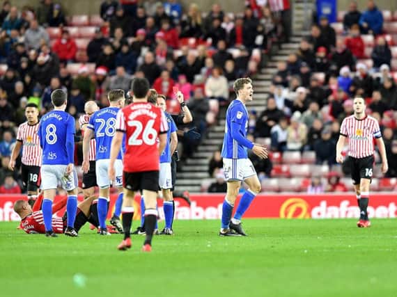 Sam Gallagher is sent off at the Stadium of Light.