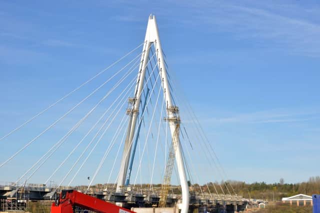 A new of the new Wear crossing, Northern Spire, from the Pallion side of the river.