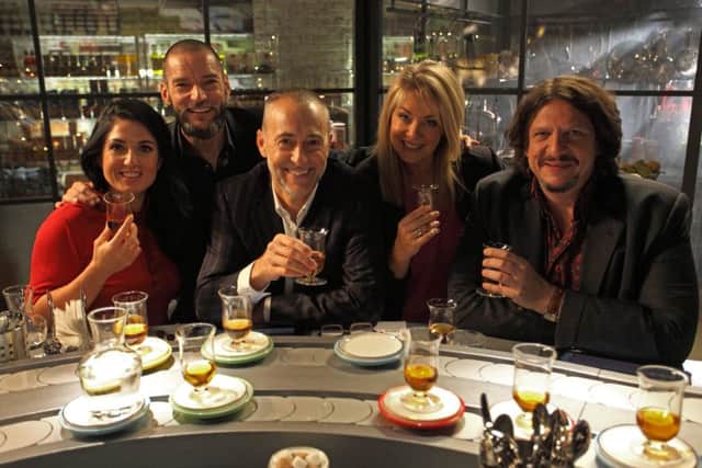 (L-R) Stacie Stuart, Fred Sirieix, Michel Roux, Lucy Alexander and Jay Rayner on Channel 4's Ultimate Shopping List