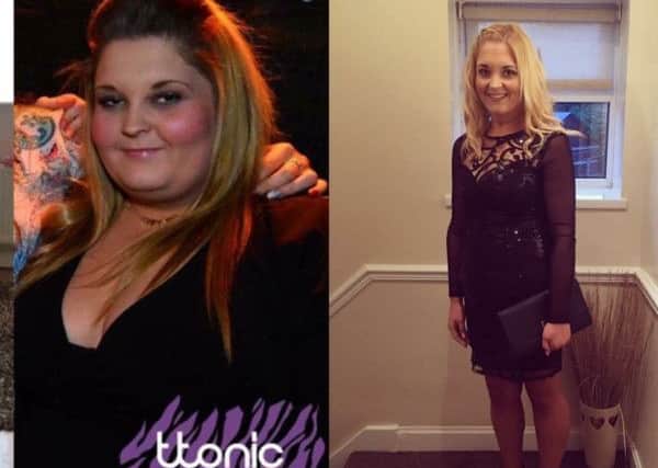Hannah Straughan before and after her weight loss.