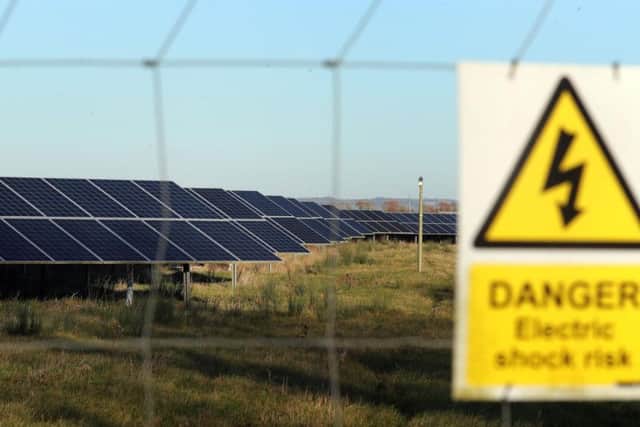 A view of solar panels on farmland on the Romney Marsh in Kent as the continuing rise of renewables and the decline of the most polluting fossil fuel also saw solar outperform coal more than half the time, data provided by analysis website MyGridGB to the Press Association shows. Picture by Gareth Fuller/PA Wire