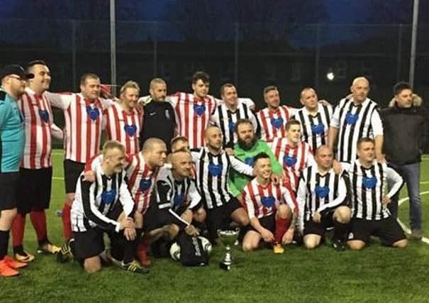 The players who took part in the Geordies Vs Mackems game.