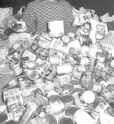 Back to 1985 for a reminder of the annual tin collection at Annebels. More than 2,000 tins of food were collected that year.