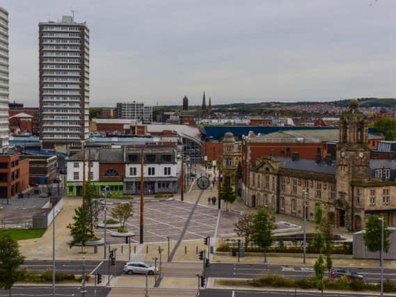 View from the first new building on the former Vaux Brewery site in Sunderland City centre.