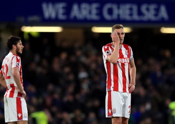 Stoke's Darren Fletcher reacts during the heavy defeat to Chelsea.