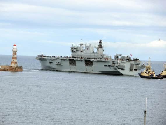 HMS Ocean leaves Sunderland for the last time