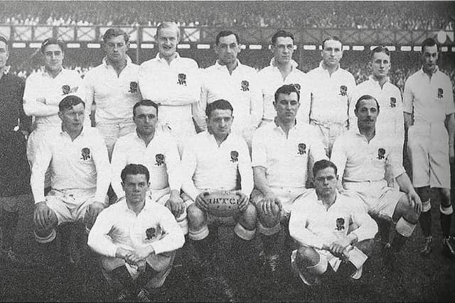 Englands rugby union team, pictured at their last game before the outbreak of war.