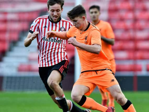Liverpool youngster and Sunderland target Ben Woodburn in action at the Stadium of Light.
