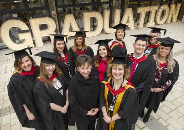 The first graduates pictured with Marie McKeown, practice placement facilitator, Northumbria Healthcare NHS Foundation Trust and Jane Douglas, Senior Lecturer, Northumbria University.
