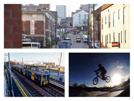 Clockwise from top, improving High Street East, a new urban bike park and expanded Metro links are among reader ideas for a stronger Sunderland in 2018.