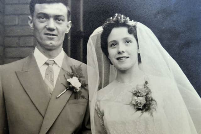 June and Ted Parkinson on their wedding day