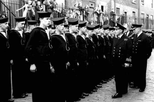 Arthur as a sea cadet (front, second left).