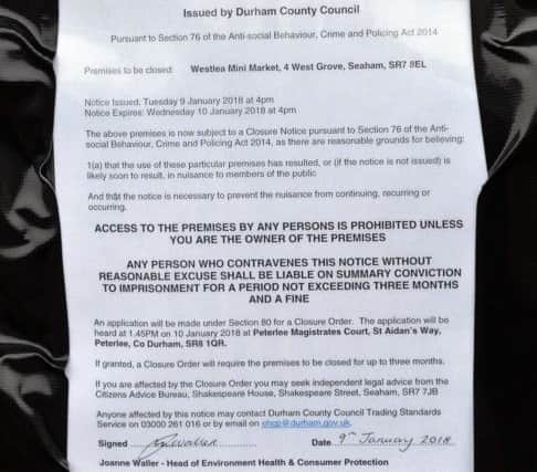 A closure notice at Westlea Mini Market