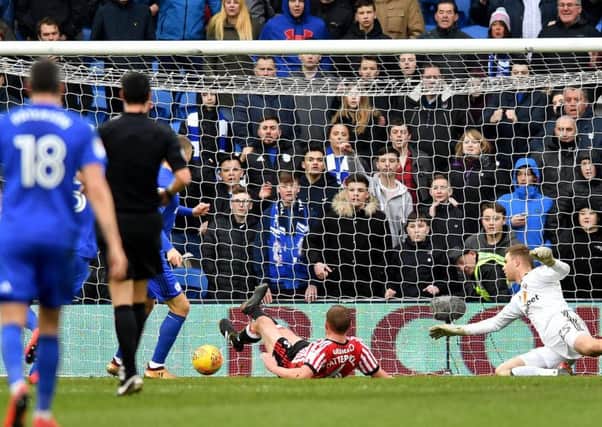 Cardiff's fourth goal hits the back of the Sunderland net