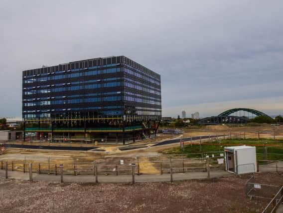 First new building on the former Vaux Brewery site in Sunderland City centre. Pictured in October 2017