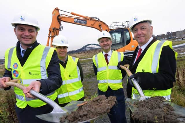 CE Siglion John Seager, Igloo's David Roberts, Carillion's Chris Ives and Sunderland City Council leader Coun Paul Watson mark the start of work on site in December 2016