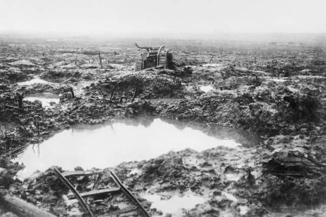 A muddy First World War battlefield.
