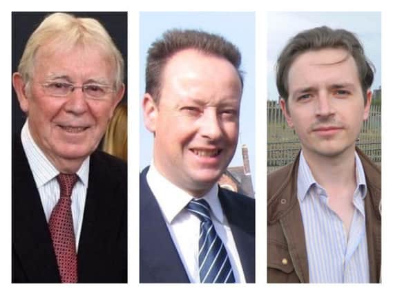 From left, Sunderland Council deputy leader Coun Harry Trueman, Conservative leader Coun Robert Oliver, and Lib Dem Coun Niall Hodson.