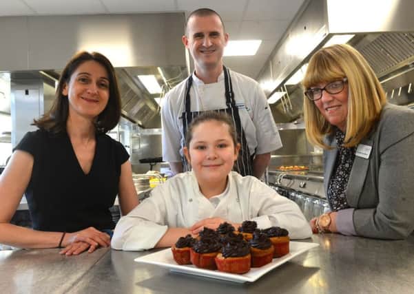 Richard Avenue Primary School pupil Harper Scott-Cousins, with, from left, Sunderland College City Centre Campus Vice Princpal, Judith Quinn, Sunderland College Curriculum Leader of Hospitality, Rob Stewart, and Coun Amy Wilson.