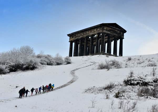 Snow cover on Penshaw Monument.