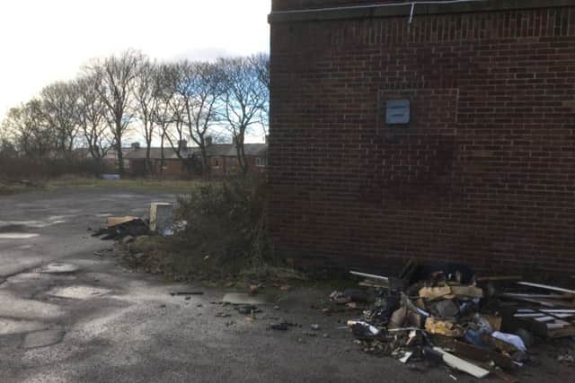 Rubbish left outside New Herrington Community and Sports Club in January 2018.