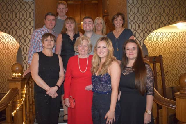 Members of Tracey Brew's family with Lady Elsie Robson (in red) at a charity night in Tracey's memory at the Roker Hotel.