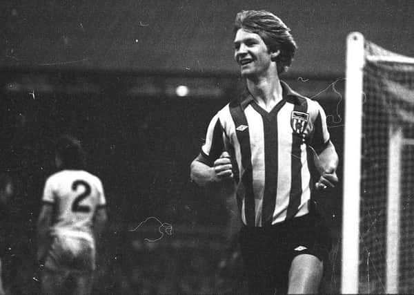 Shaun Elliott enjoys scoring against Sheffield United in 1978