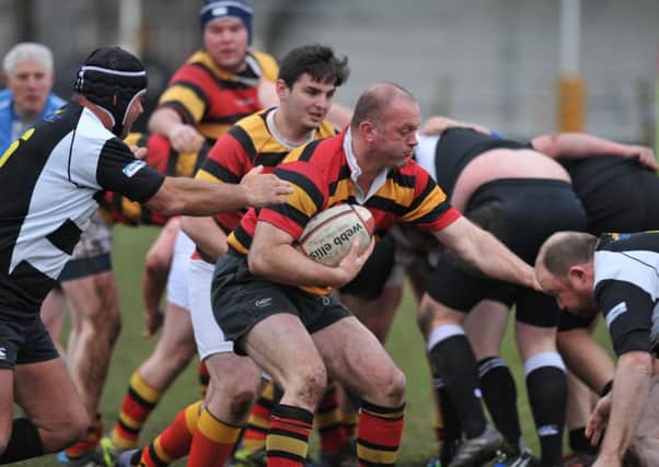 Sunderland's second XV  (red and yellow) battle against Houghton Boars a fortnight ago