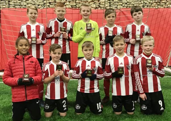 Sunderland Primary Schools Boys with their runners-up trophies in the Durham County seven-a-side Championship
