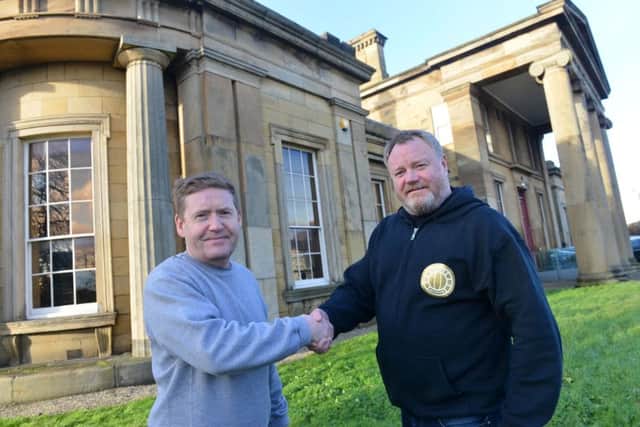 Former servicemen from the Veterans in Crisis group are helping with work at the Fans Museum. Project Lead Ger Fowler with Fan Museum's Michael Ganley