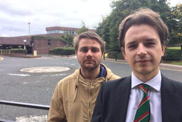 Liberal Democrat councillors Stephen OBrien (left) and Niall Hodson (right) outside Sunderland Civic Centre.