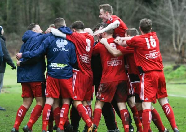 Southwick celebrate going 3-0 up against Victoria Gardens in last week's League Cup semi-final. Picture by Kevin Brady