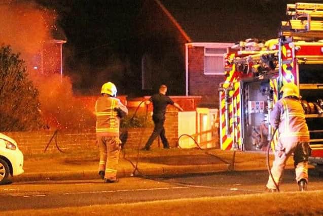 Police deal with a car fire in Leechmere Road, Sunderland. Picture by Ian Maggiore.