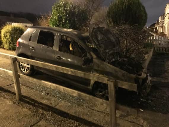 A VW Golf which was destroyed in a fire outside a house in Leechmere Road, Sunderland.