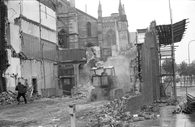 The demolition of the Grand Hotel.