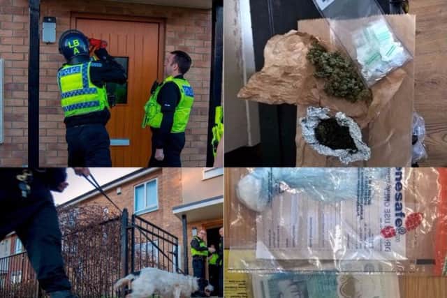 The raids took place in Sunderland this morning. Pictures: Northumbria Police.