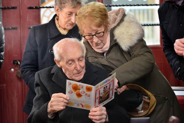 Birthday surprise for 102 year old SAFC supporter Ernie Jones by The Fans Museum.