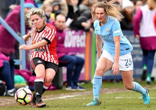 Abbey Joice hits a cross for Sunderland Ladies in last week's 3-0 defeat to Manchester City. Picture by Frank Reid