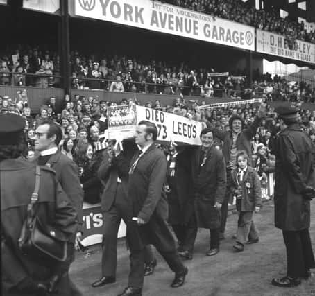 The homecoming parade reaches Roker Park in 1973.