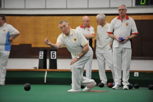 Bowls between Houghton Kepier and Durham, played at Houghton Sports Centre.  Houghton's Tony Grimes.
