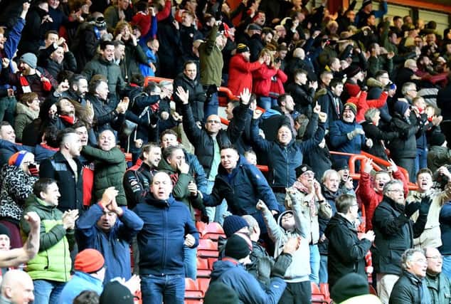 Sunderland fans celebrate coming from 3-0 down to secure a point at Bristol City. Picture by Frank Reid