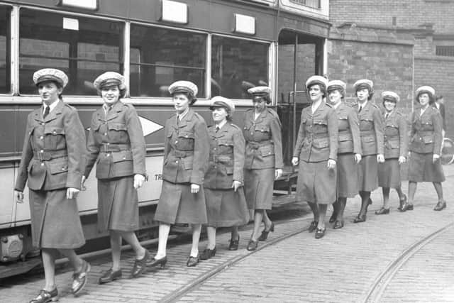 Bus conductresses in 1940 in Sunderland.