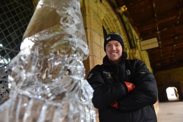 Ice Sculptor Matt Chaloner at Durham Cathedral