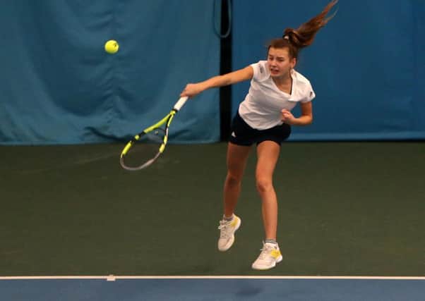 Sophya Devas of Great Britain in action at Sunderland Tennis Centre. Picture by Tom Banks