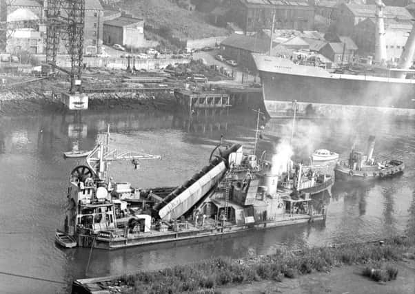 The dredger Vedra operating in the Wear during 1971.